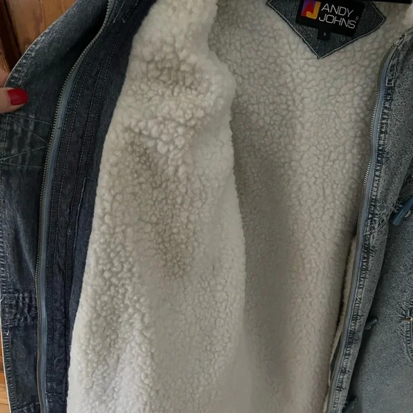 NWT Vintage Acid Wash Denim Jacket Fleece Lined Jean Anorak 80s Andy Johns - Picture 3 of 12